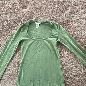 h&m green long sleeve top